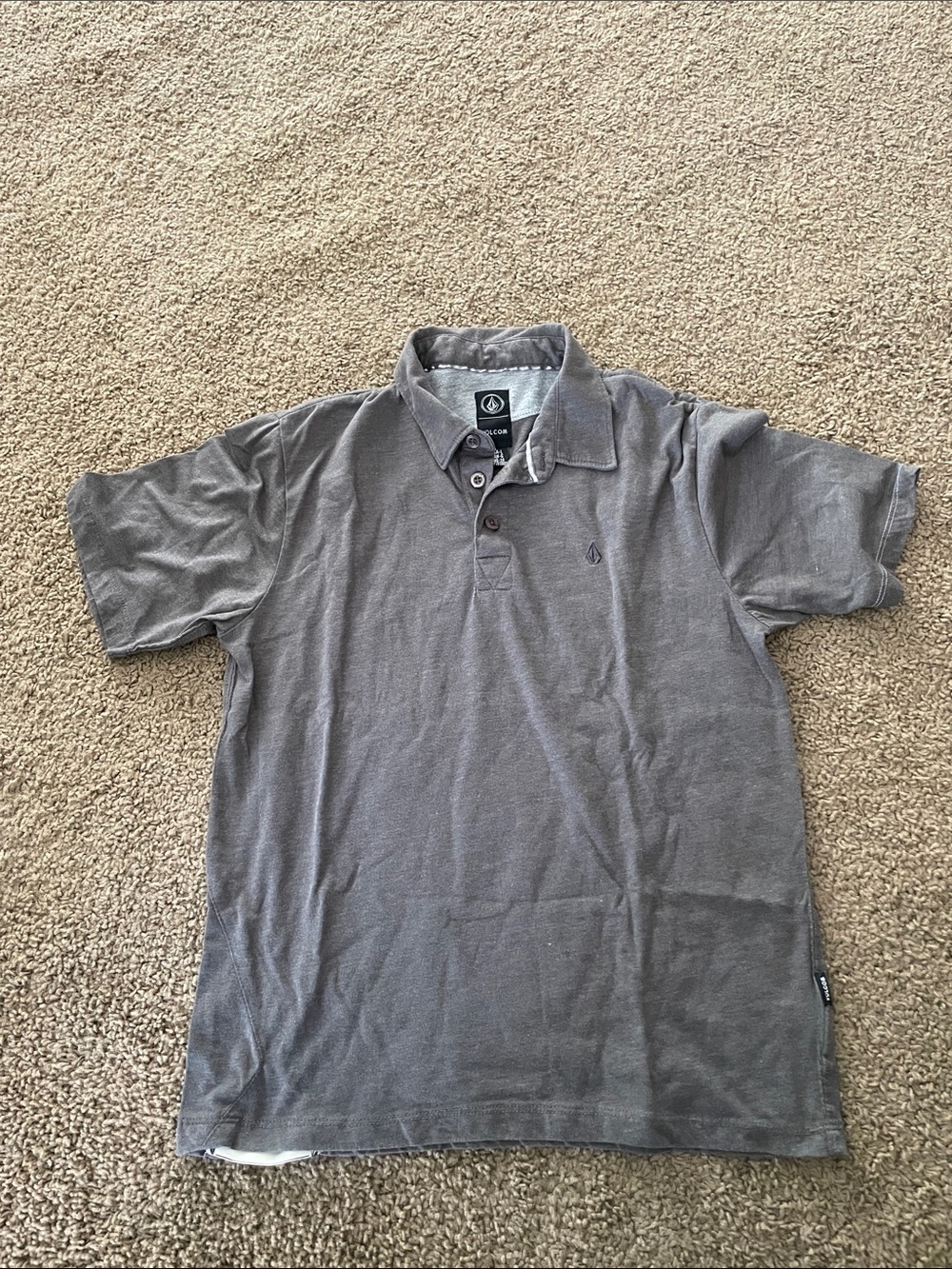 Volcom Boys Gray Polo Shirt with Subtle Logo